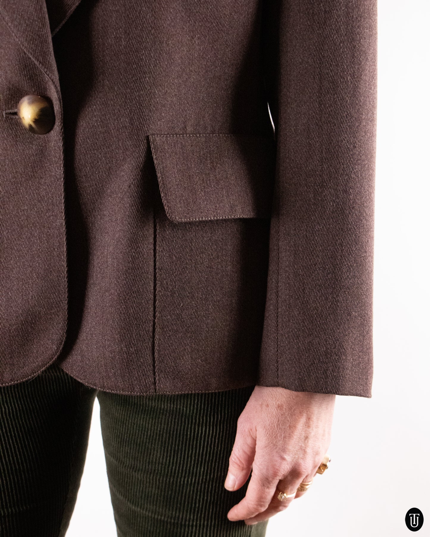 80's Yves Saint Laurent Brown Wool Blazer XL