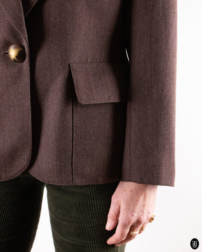 80's Yves Saint Laurent Brown Wool Blazer XL
