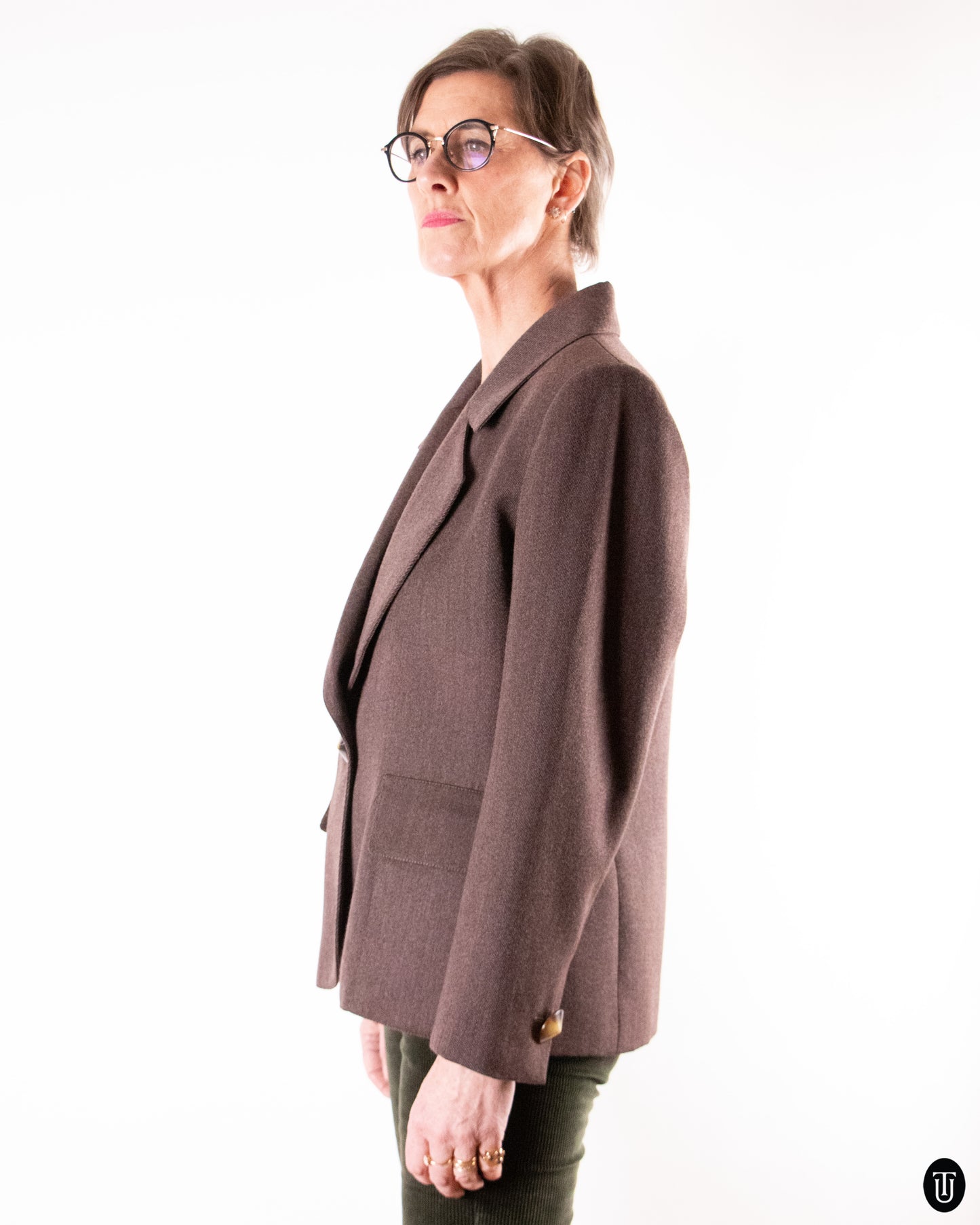 80's Yves Saint Laurent Brown Wool Blazer XL