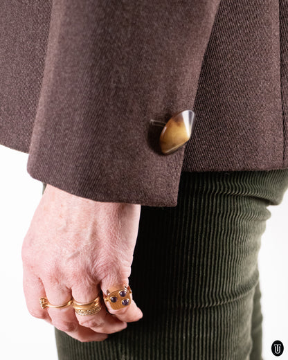 80's Yves Saint Laurent Brown Wool Blazer XL