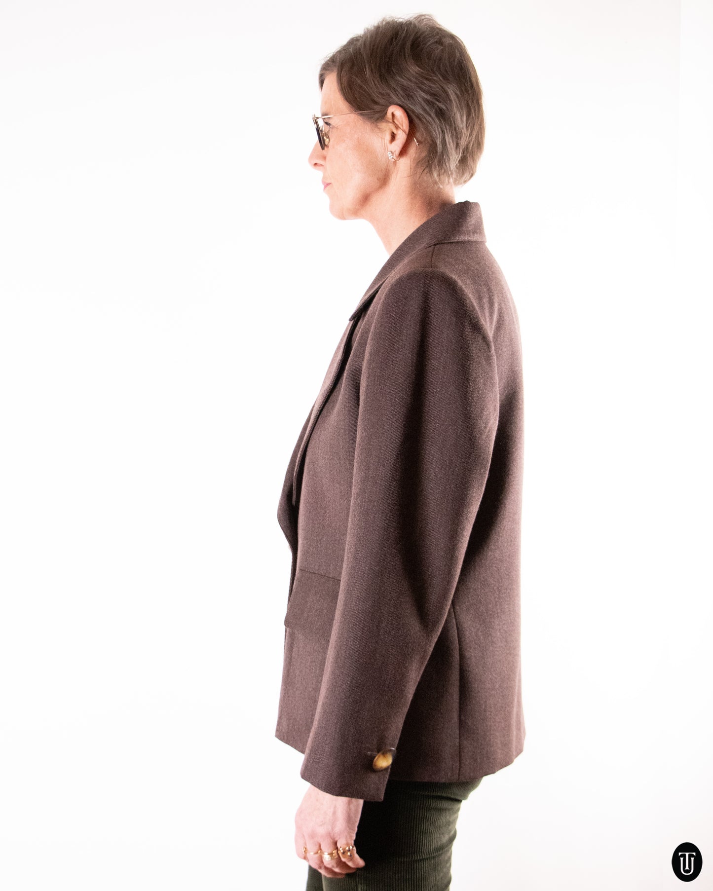 80's Yves Saint Laurent Brown Wool Blazer XL