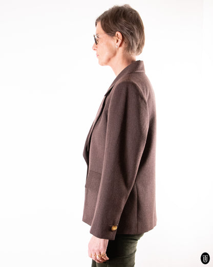 80's Yves Saint Laurent Brown Wool Blazer XL