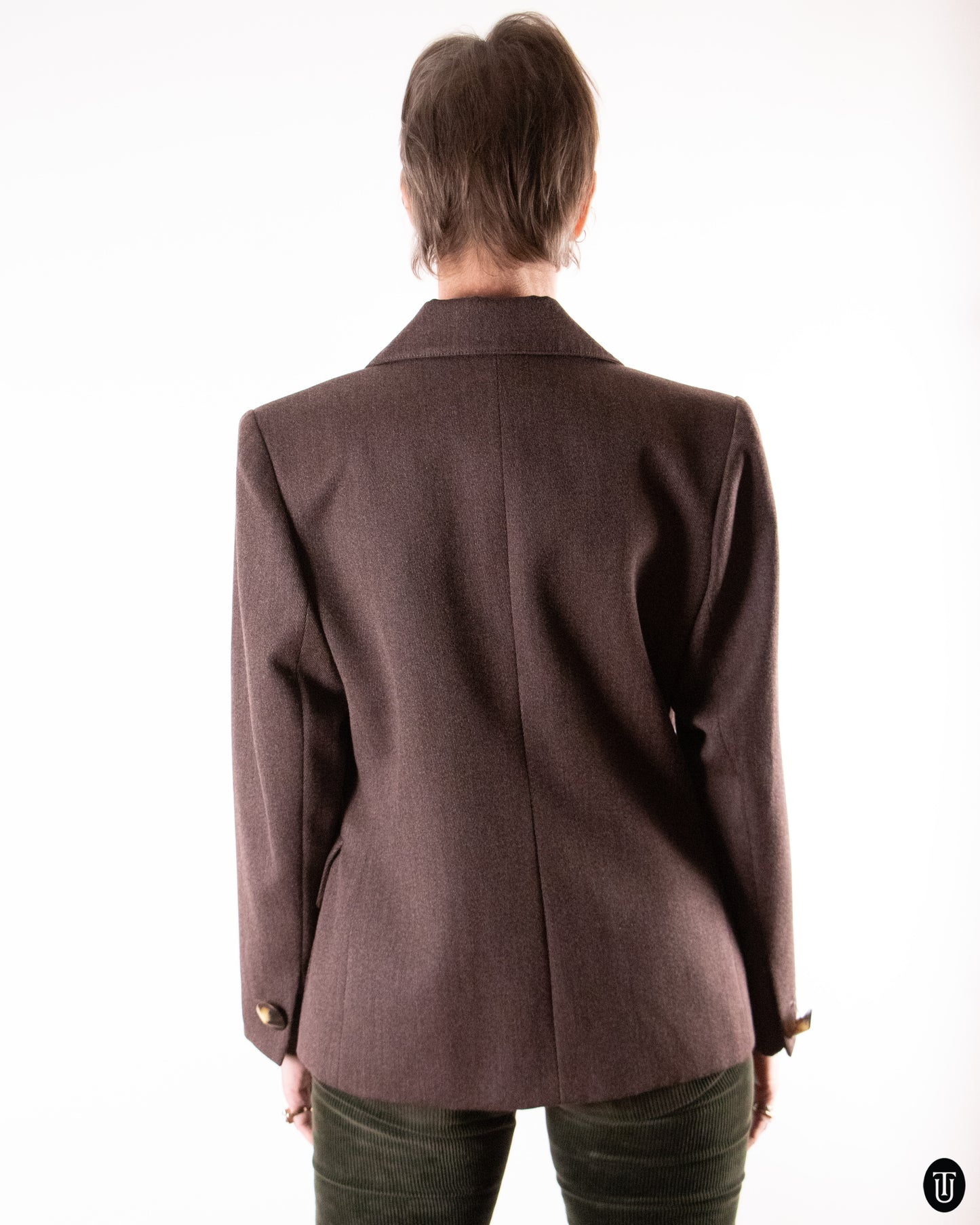 80's Yves Saint Laurent Brown Wool Blazer XL