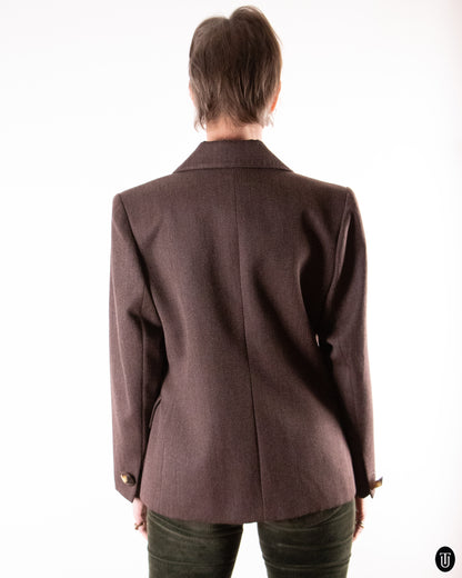 80's Yves Saint Laurent Brown Wool Blazer XL