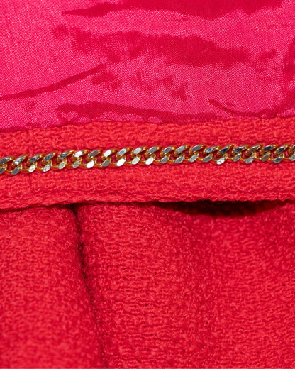 Chanel 1970s Red Bouclè Skirt Suit S
