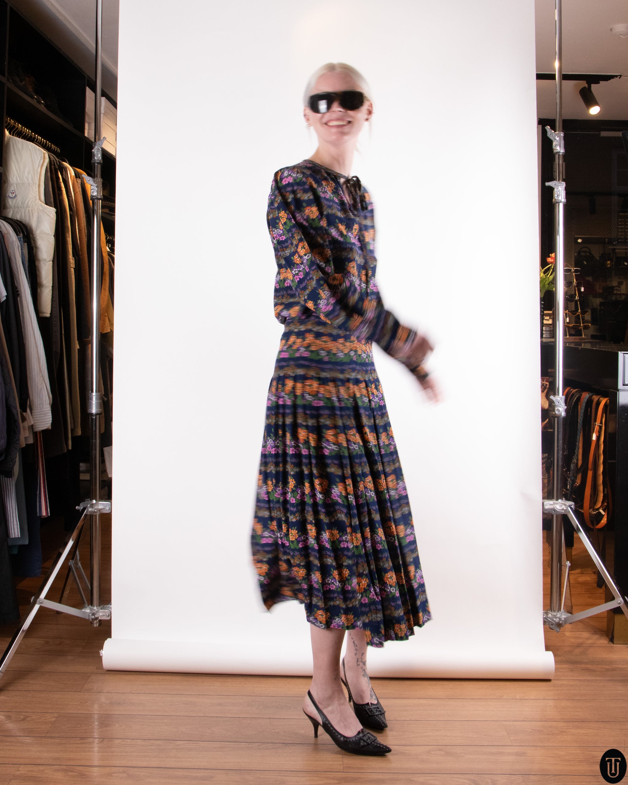 70s Yves Saint Laurent Silk Skirt Set S