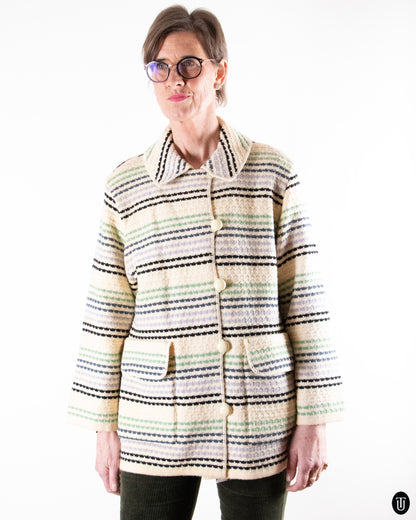 80's Yves Saint Laurent Striped Wool Jacket M