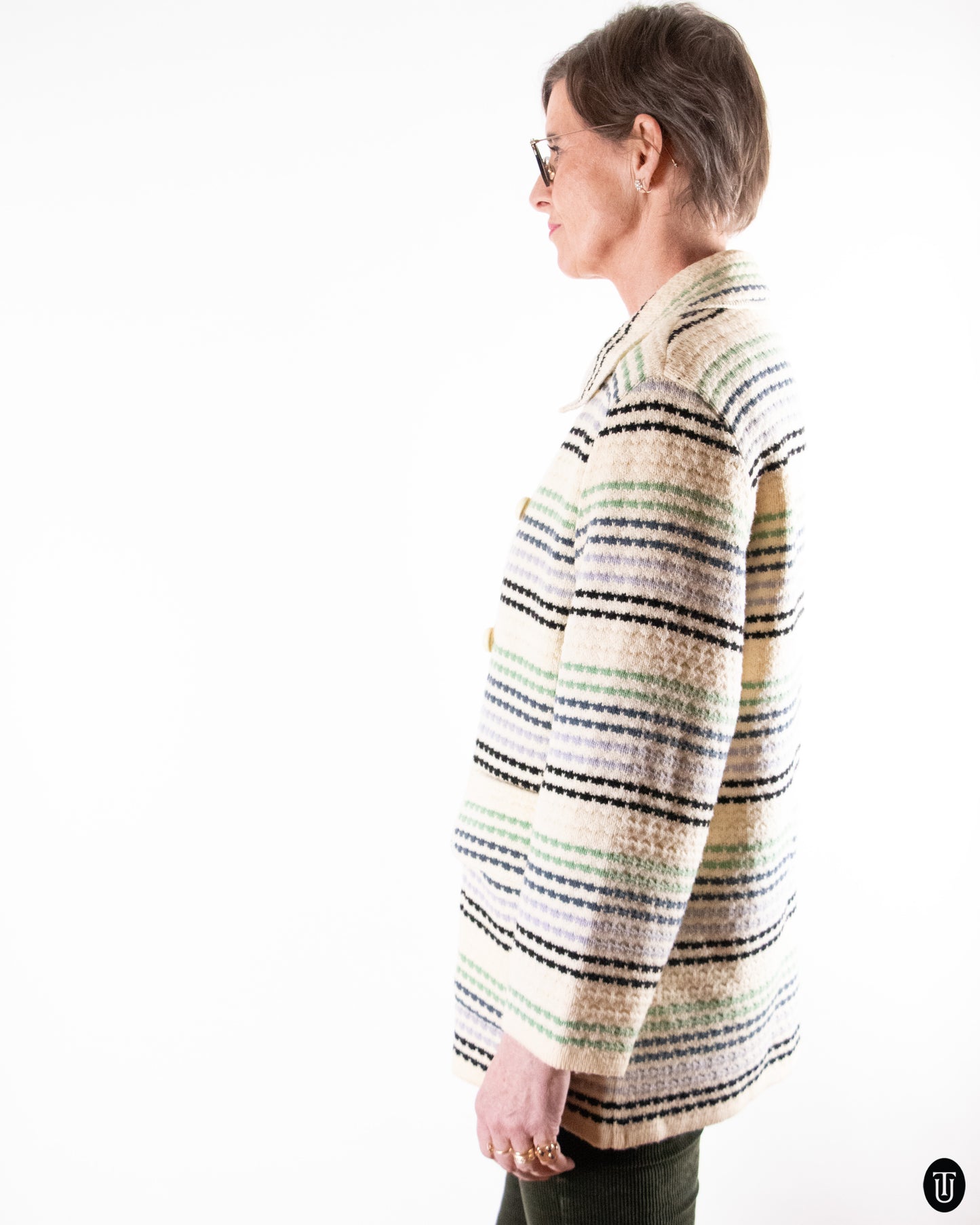 80's Yves Saint Laurent Striped Wool Jacket M