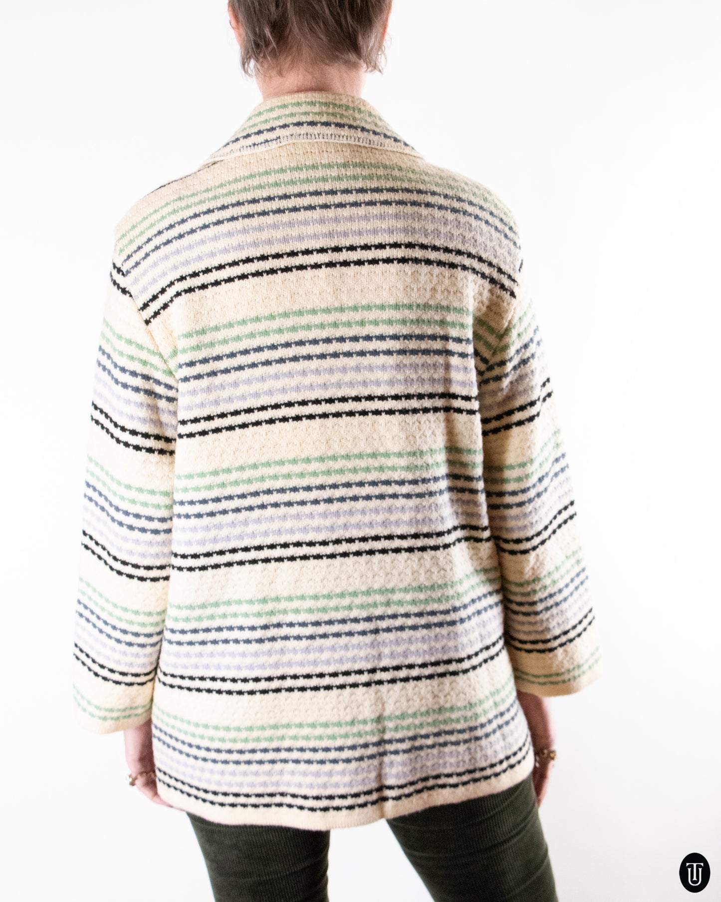 80's Yves Saint Laurent Striped Wool Jacket M