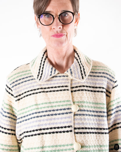 80's Yves Saint Laurent Striped Wool Jacket M