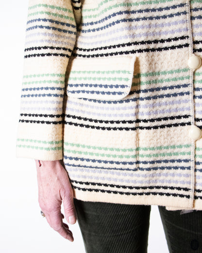 80's Yves Saint Laurent Striped Wool Jacket M