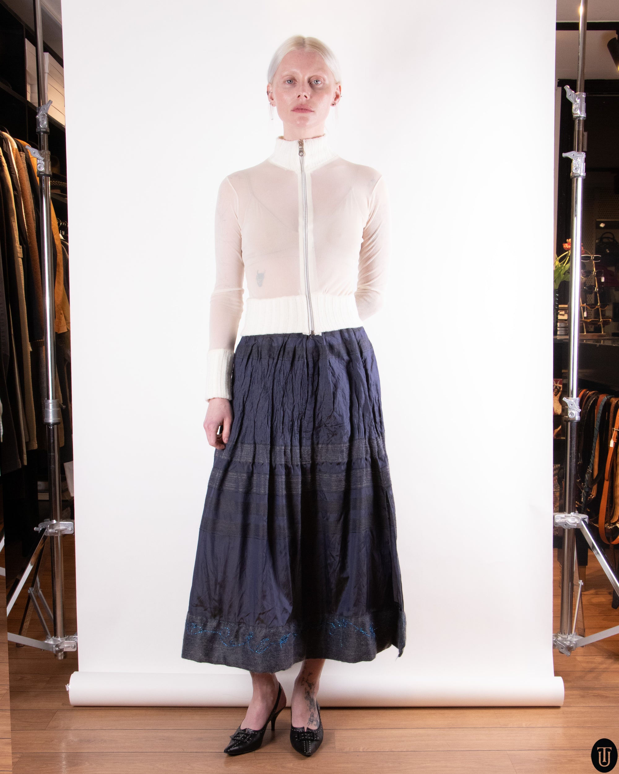 80's Armani Silk & Wool Maxi Skirt M