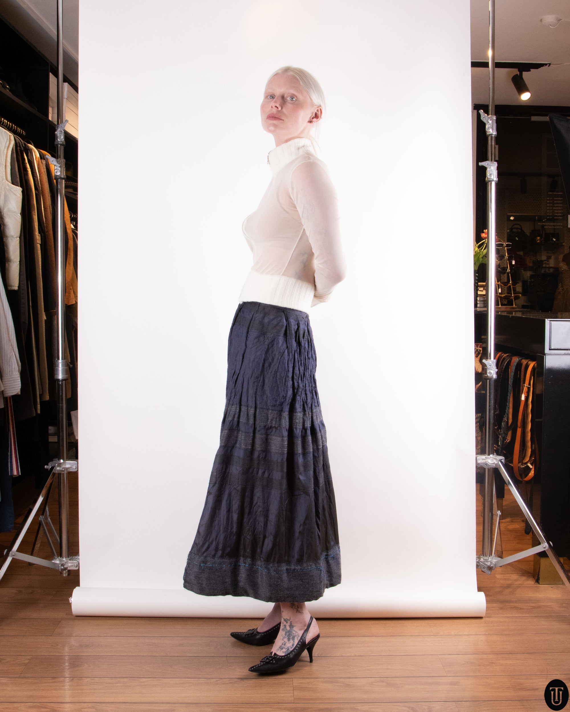 80's Armani Silk & Wool Maxi Skirt M