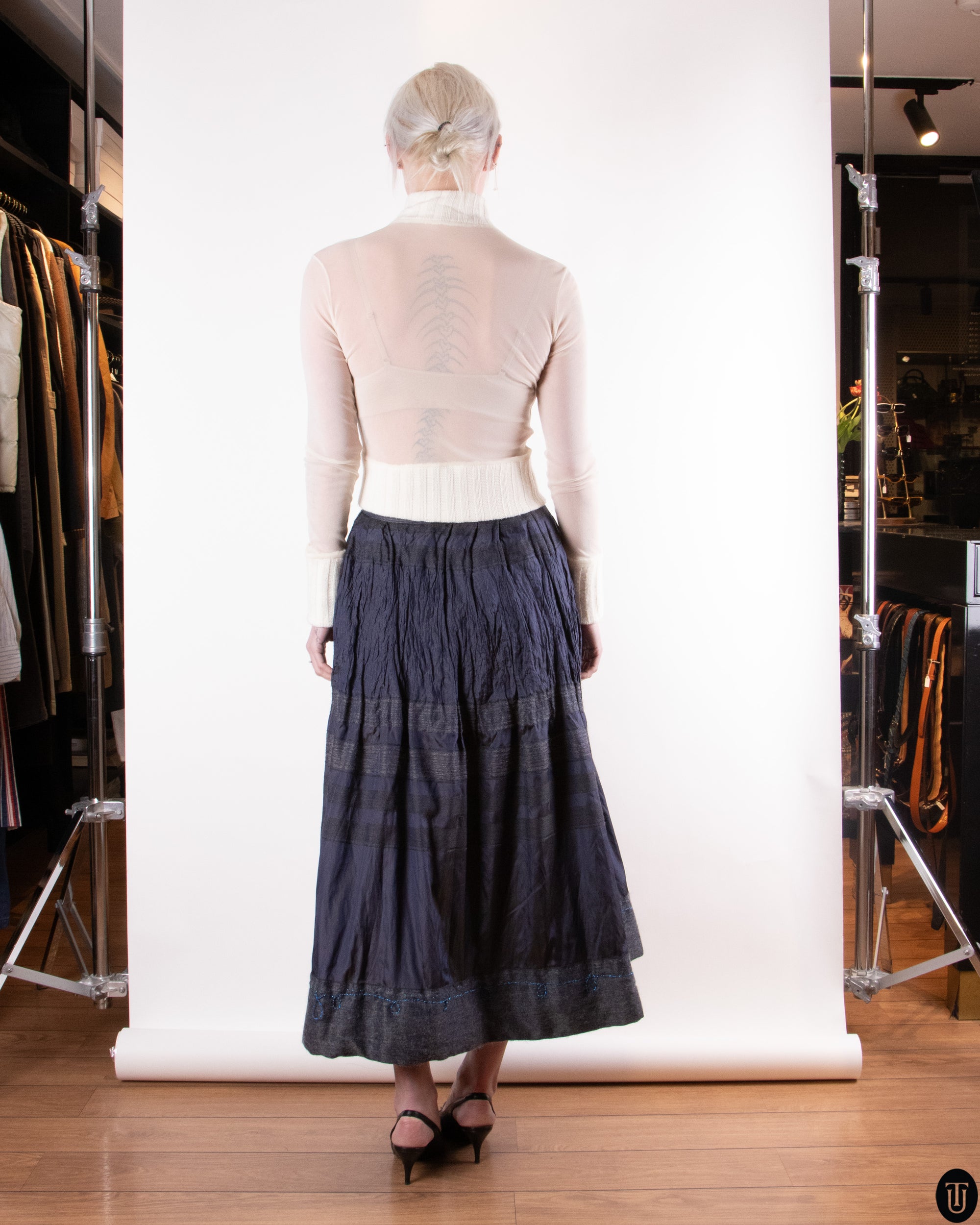 80's Armani Silk & Wool Maxi Skirt M
