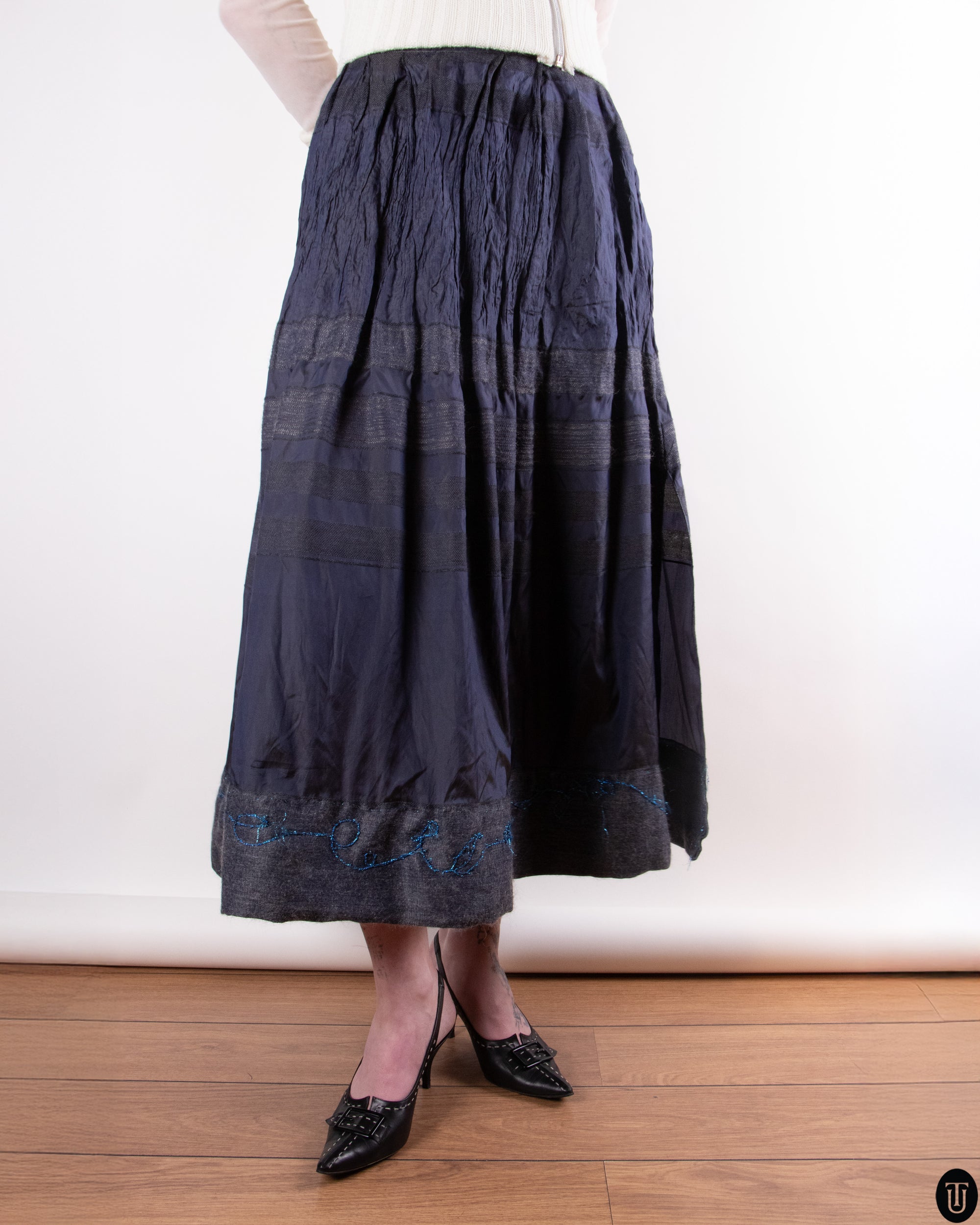 80's Armani Silk & Wool Maxi Skirt M