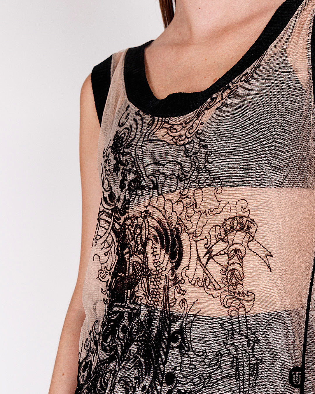 1990s Jean Paul Gaultier Mesh Tattoo Dress M