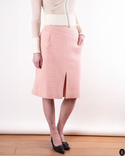 00's Chanel Silk Tweed A-Line Skirt M