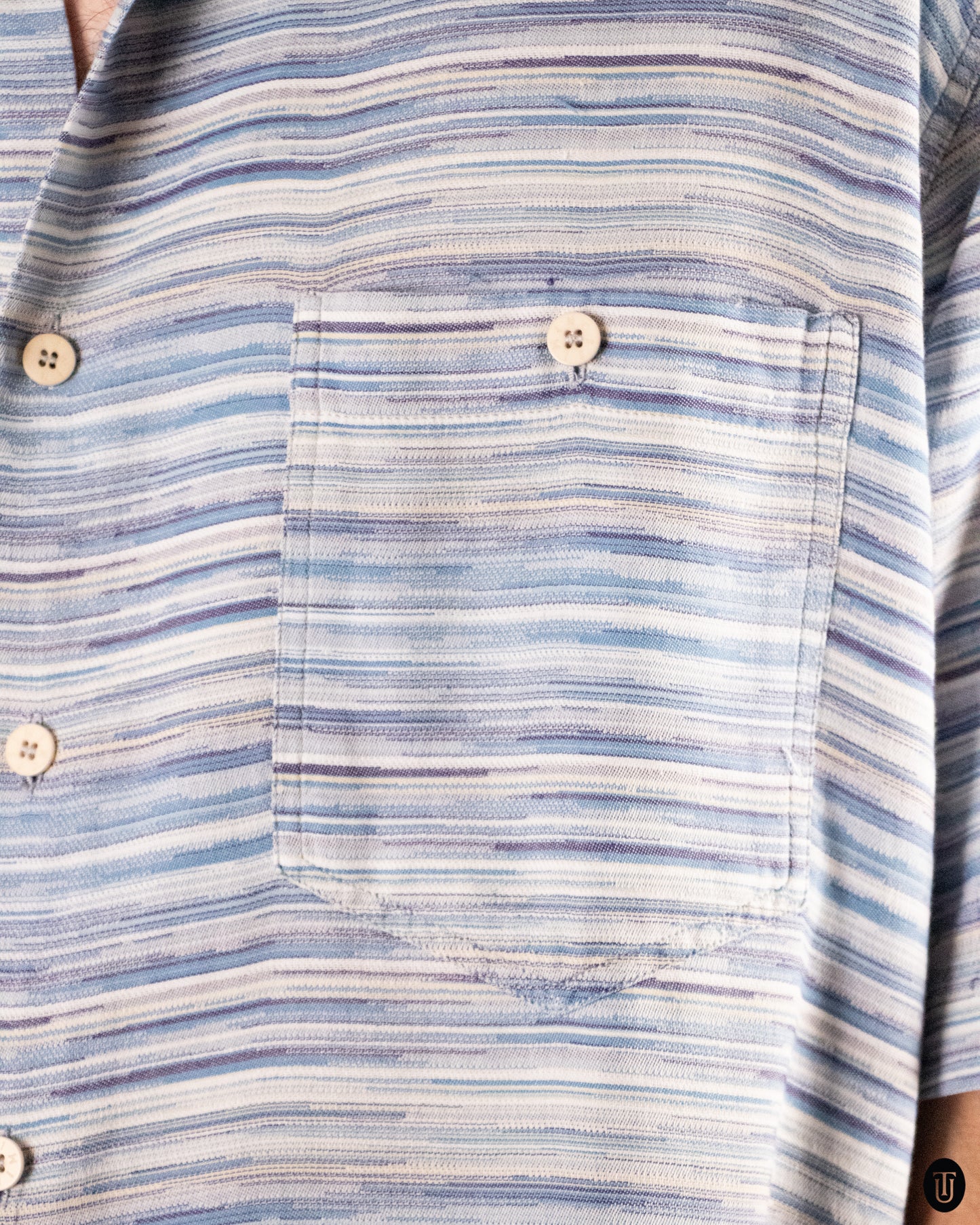00's Missoni Blue Striped Cotton Shirt XL