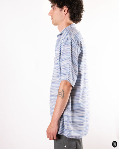 00's Missoni Blue Striped Cotton Shirt XL
