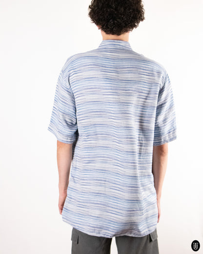 00's Missoni Blue Striped Cotton Shirt XL