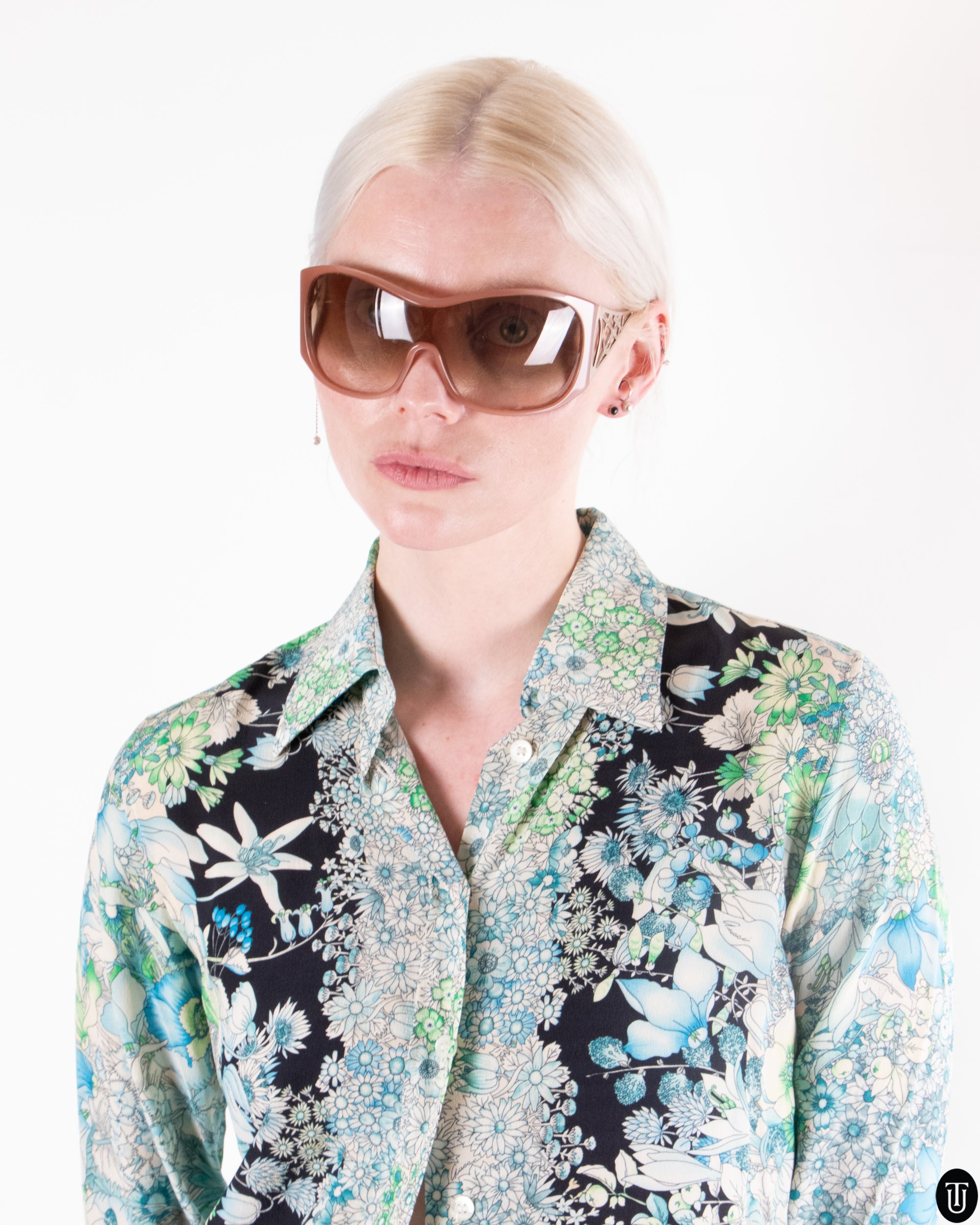 00's Gucci Floral Silk Blouse S