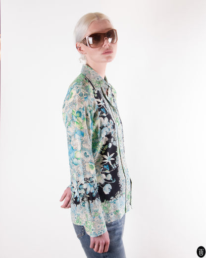 00's Gucci Floral Silk Blouse S