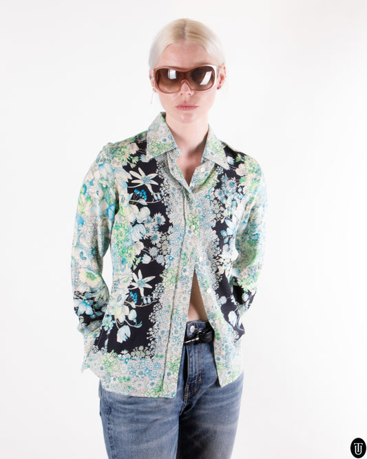 00's Gucci Floral Silk Blouse S