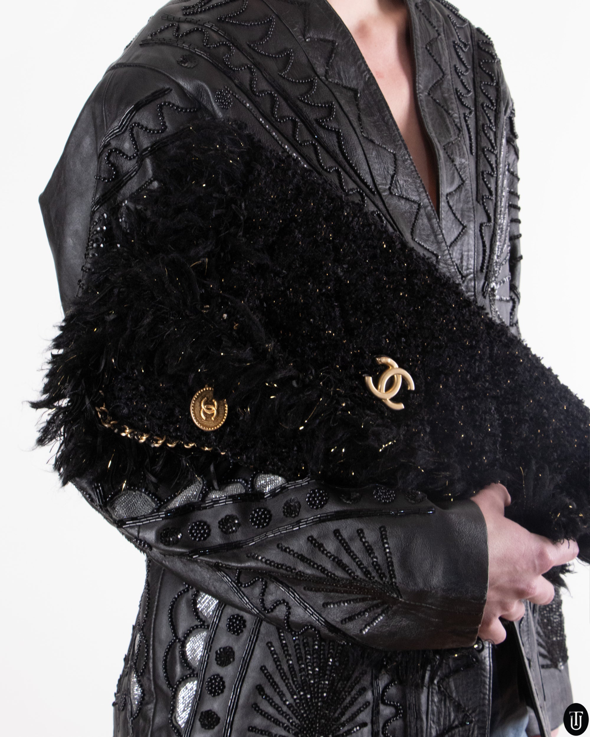 00s Chanel Black Tweed Clutch