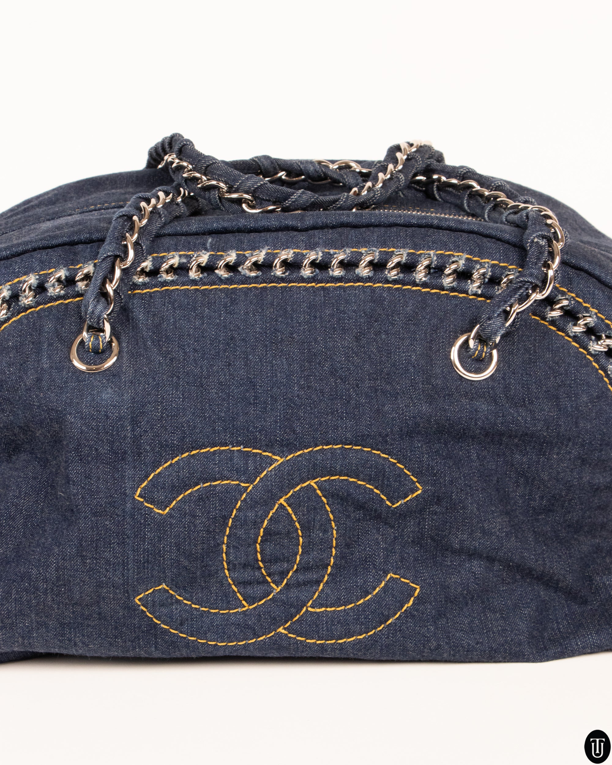 00s Chanel Boston CC Denim Bag