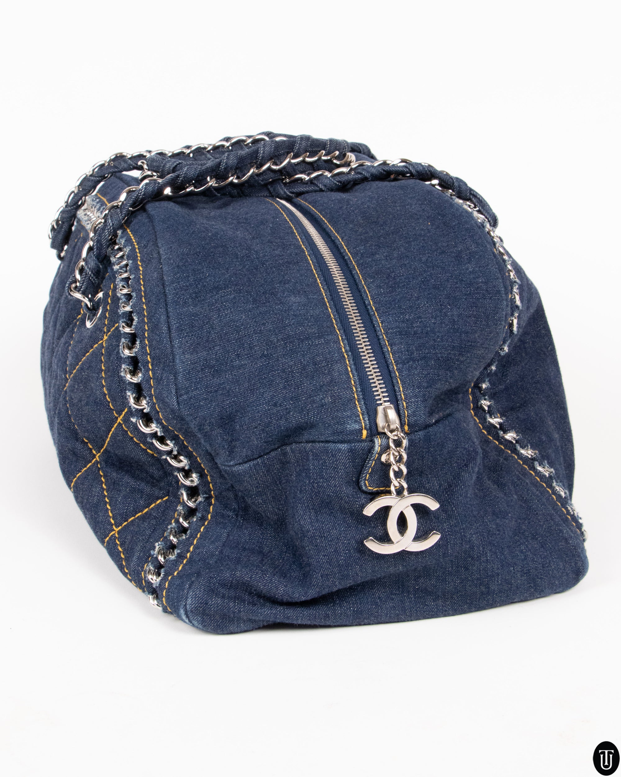 00s Chanel Boston CC Denim Bag