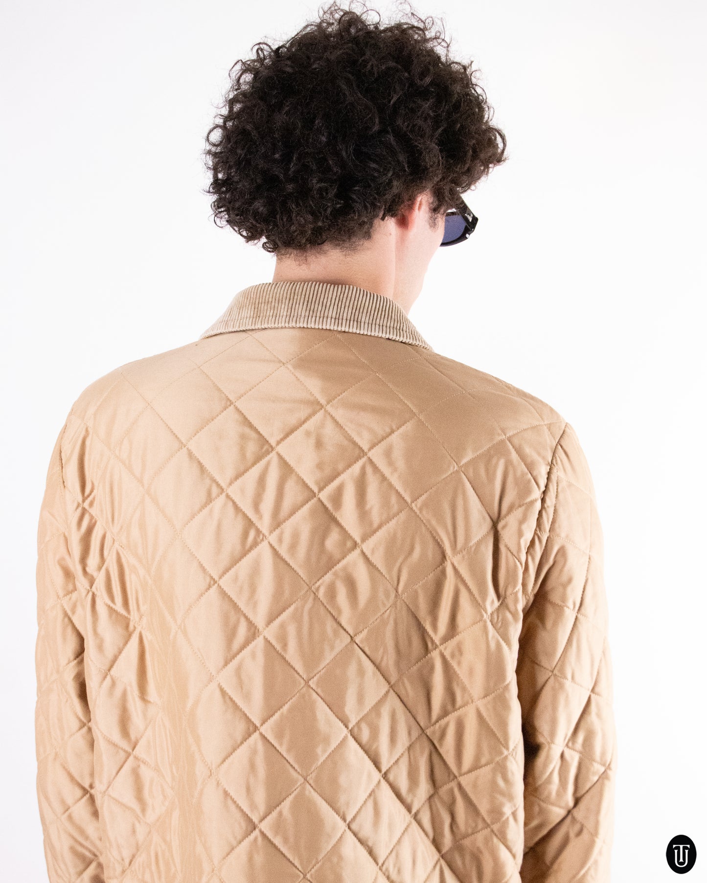 00's Barbour Beige Quilted Jacket L