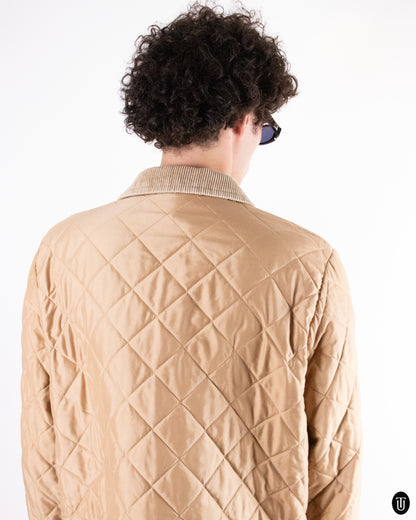 00's Barbour Beige Quilted Jacket L