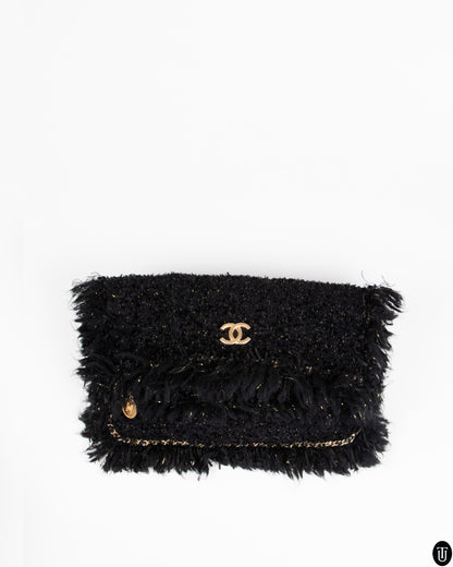 00's Chanel Black Tweed Clutch