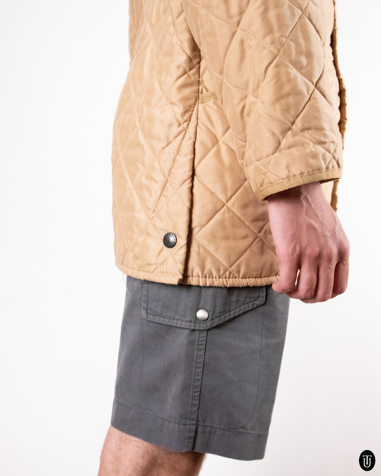 00's Barbour Beige Quilted Jacket L