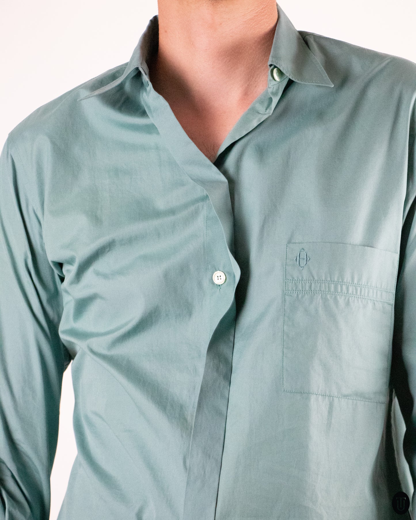 80's Hermès Cotton 3/4 Sleeve Shirt M