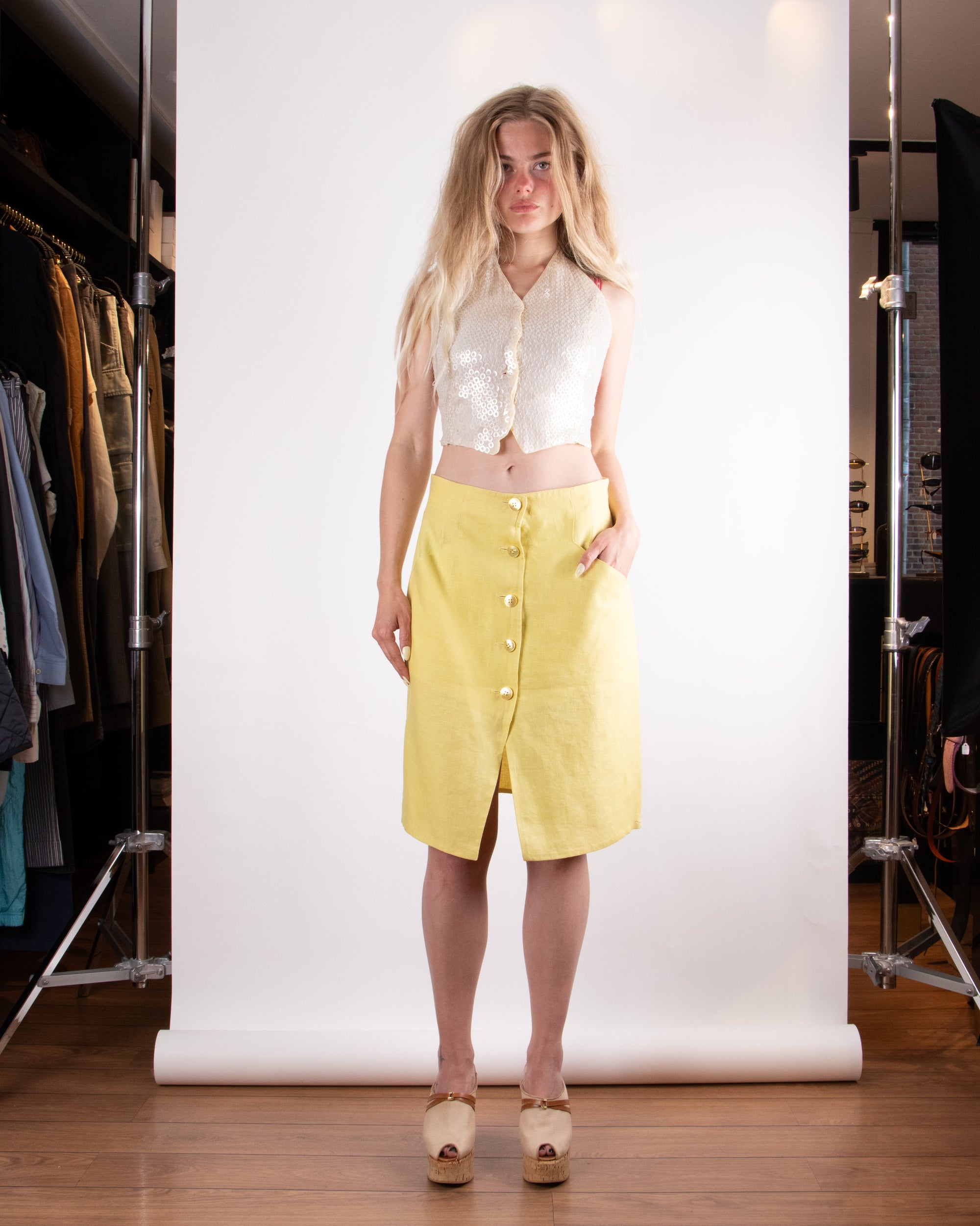 90s Valentino Linen Skirt S