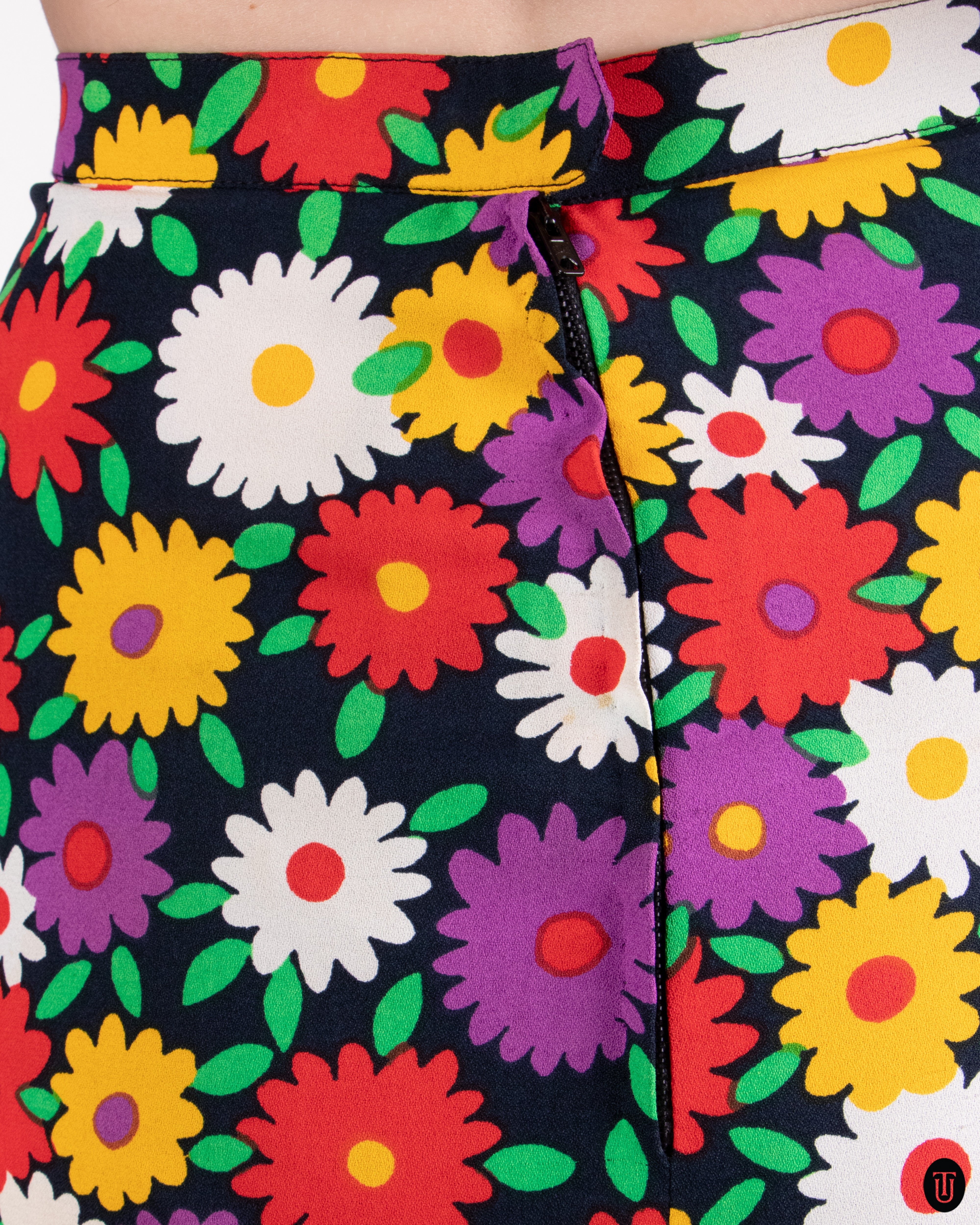 70s Yves Saint Laurent Rive Gauche Floral Skirt XS