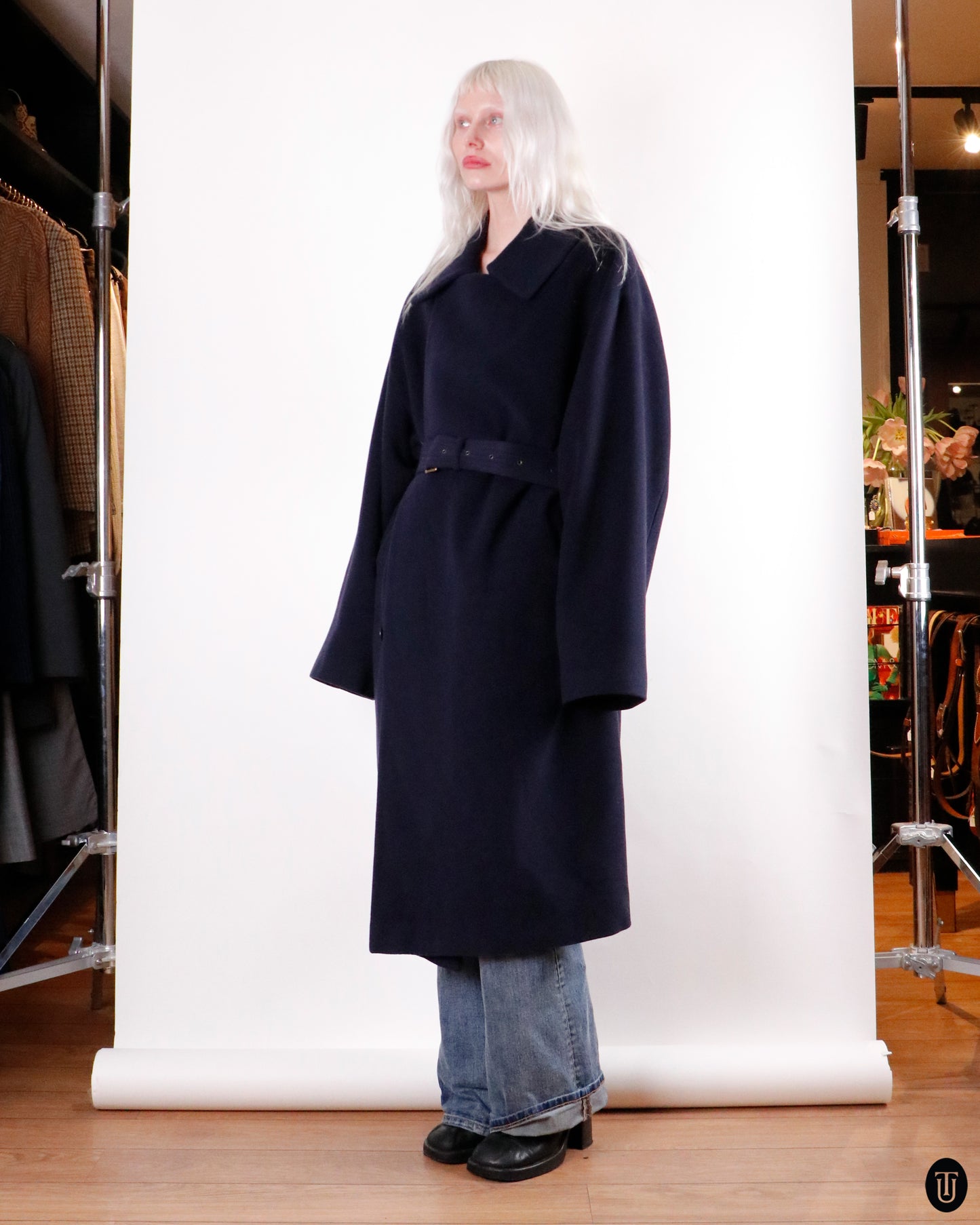 90's Emporio Armani Deep Navy Wool Coat L