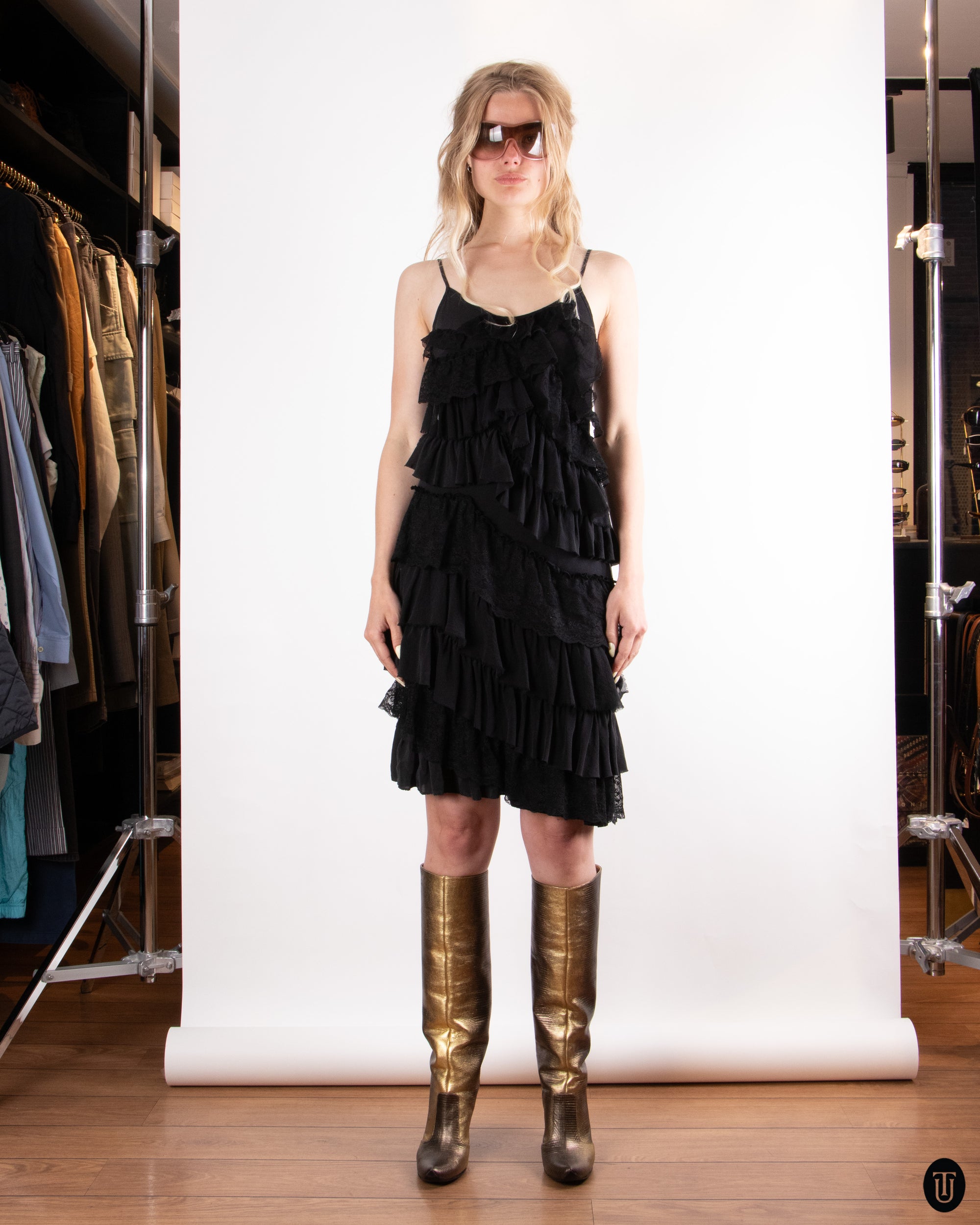 00's Adele Fado Ruffle Lace Dress M