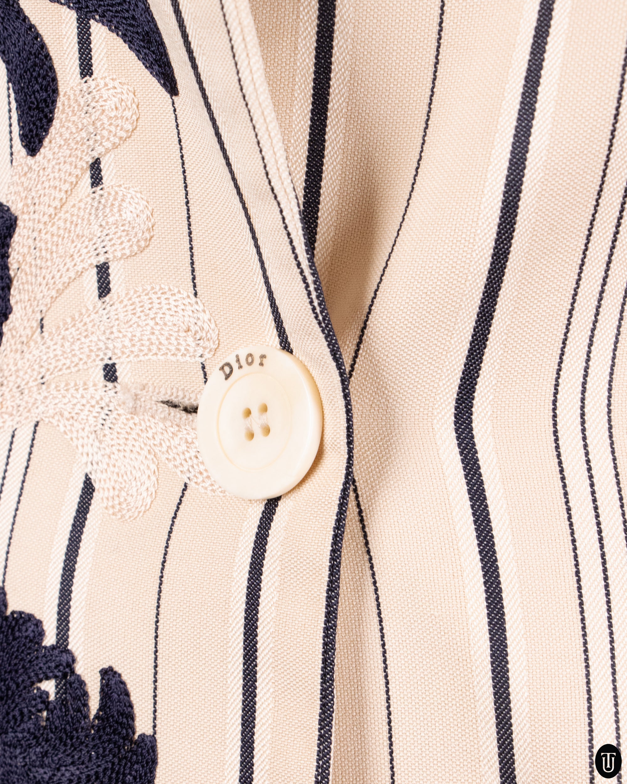 00s Christian Dior Pinstripe and Embroidered Blazer S