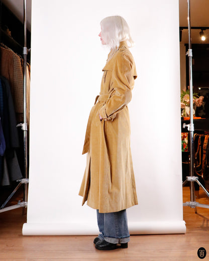 80's Burberry Corduroy Trench Coat L