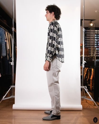 70's Gucci Horse-Buckle Print Silk Shirt L