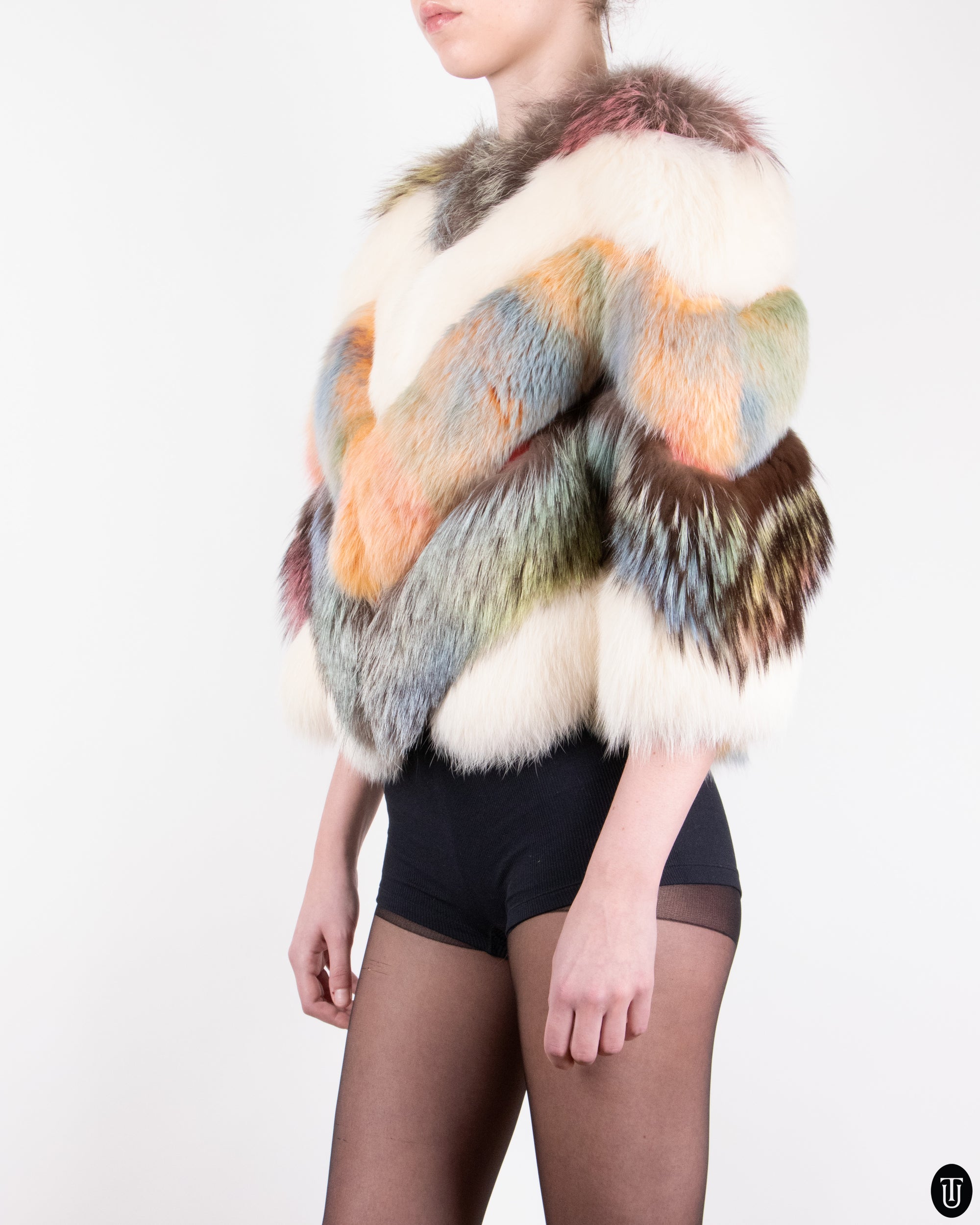 00s Nikoline Liv Andersen Fluffy Fur and Leather Coat S
