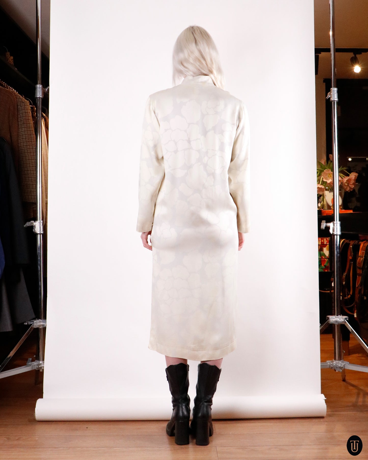 70's Yves Saint Laurent Rive Gauche Chinoiserie Silk Dress M