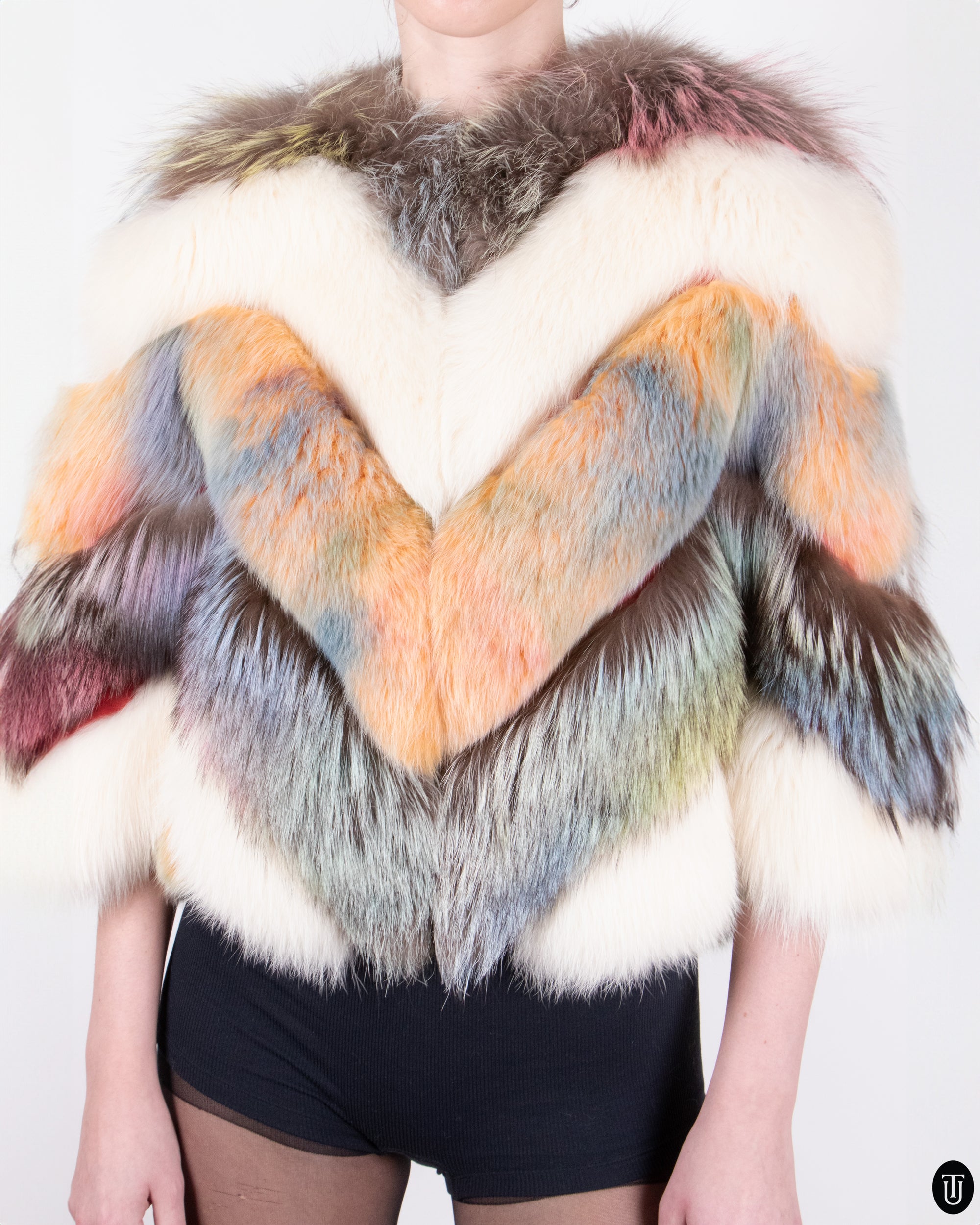 00s Nikoline Liv Andersen Fluffy Fur and Leather Coat S