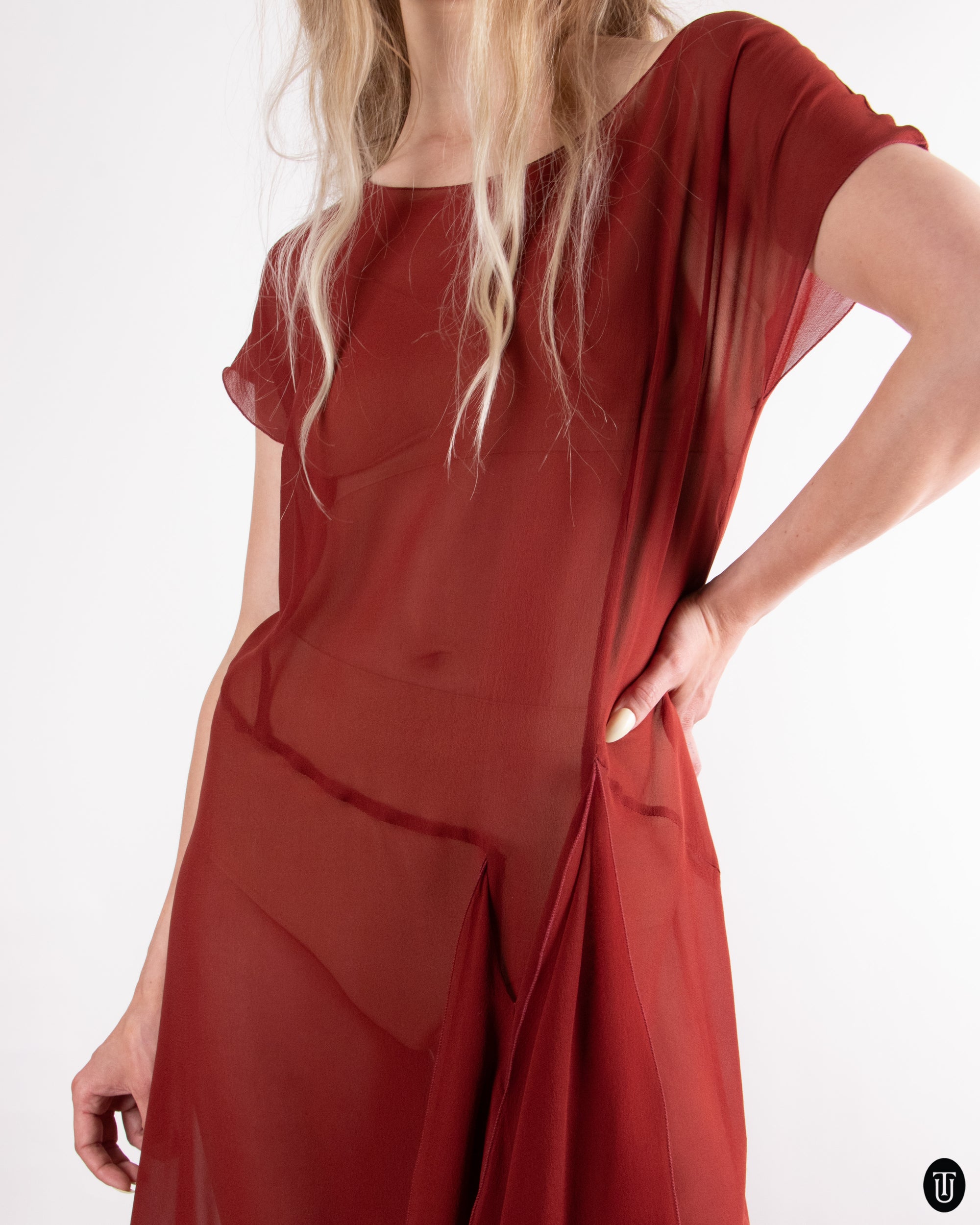 90's Sheer Silk dress M