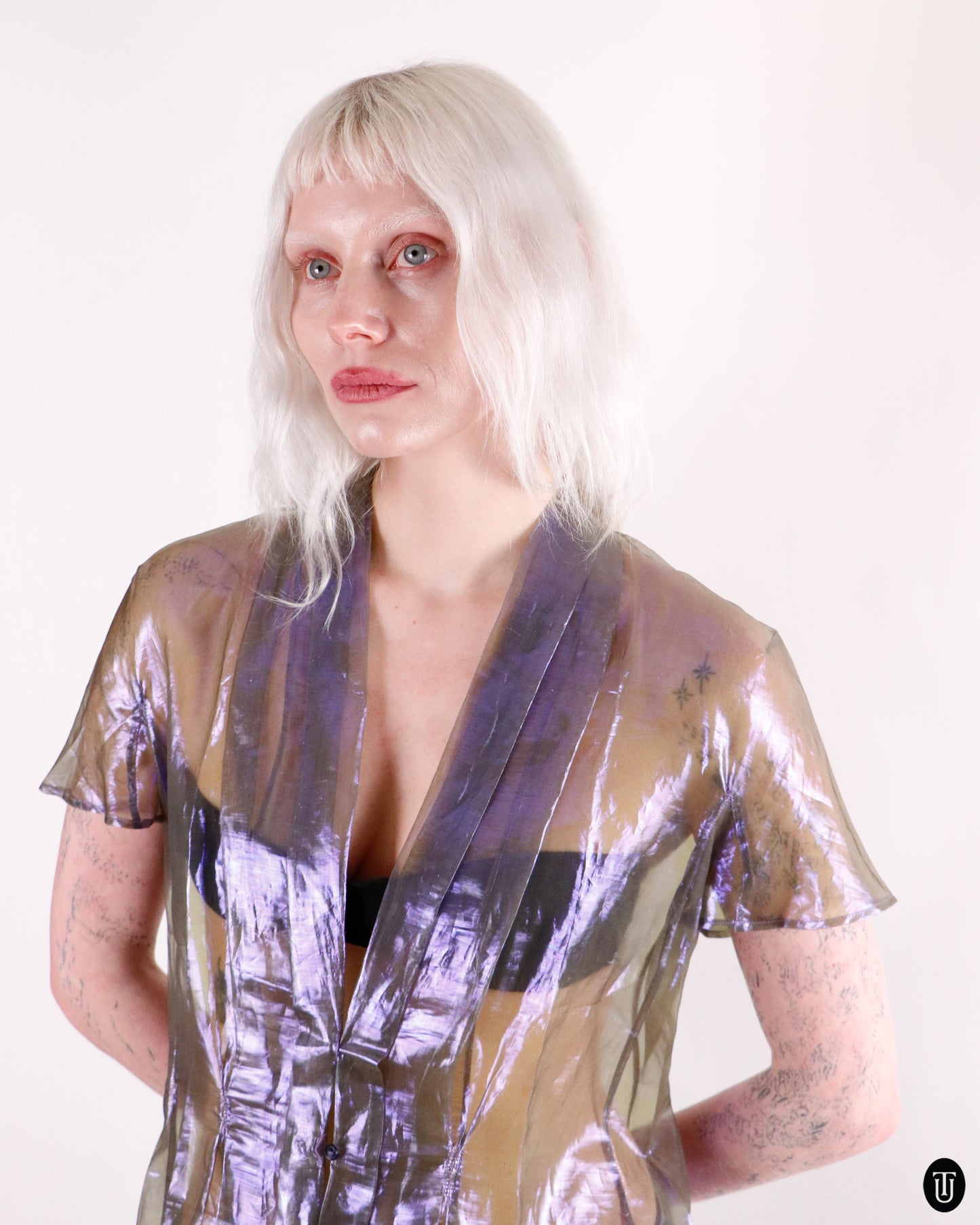 00's Jil Sander Purple Iridescent Blouse M