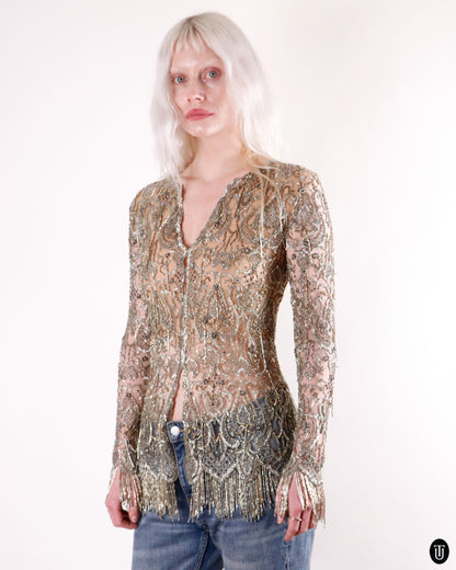90's Balmain Haute Couture Beaded Top XS