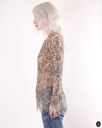 90's Balmain Haute Couture Beaded Top XS