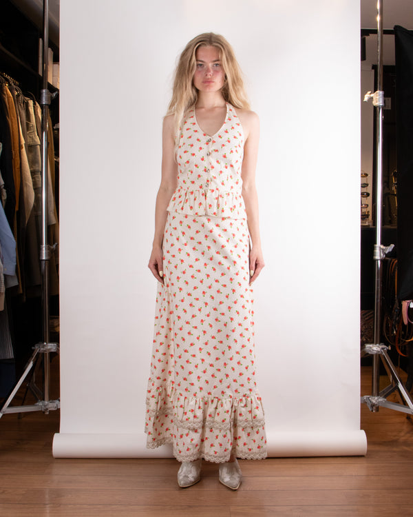 70's Carli Gry Copenhagen Strawberry Skirt Set M